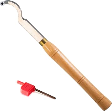 Hollower Wood Turning Tool Swan Neck Woodturning Lathe Tipped Bended Chisel with 12mm Round Carbide Insert Tip, 16 Inch Length