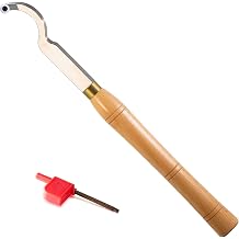 Hollower Wood Turning Tool Swan Neck Woodturning Lathe Tipped Bended Chisel with 12mm Round Carbide Insert Tip, 16 Inch Length