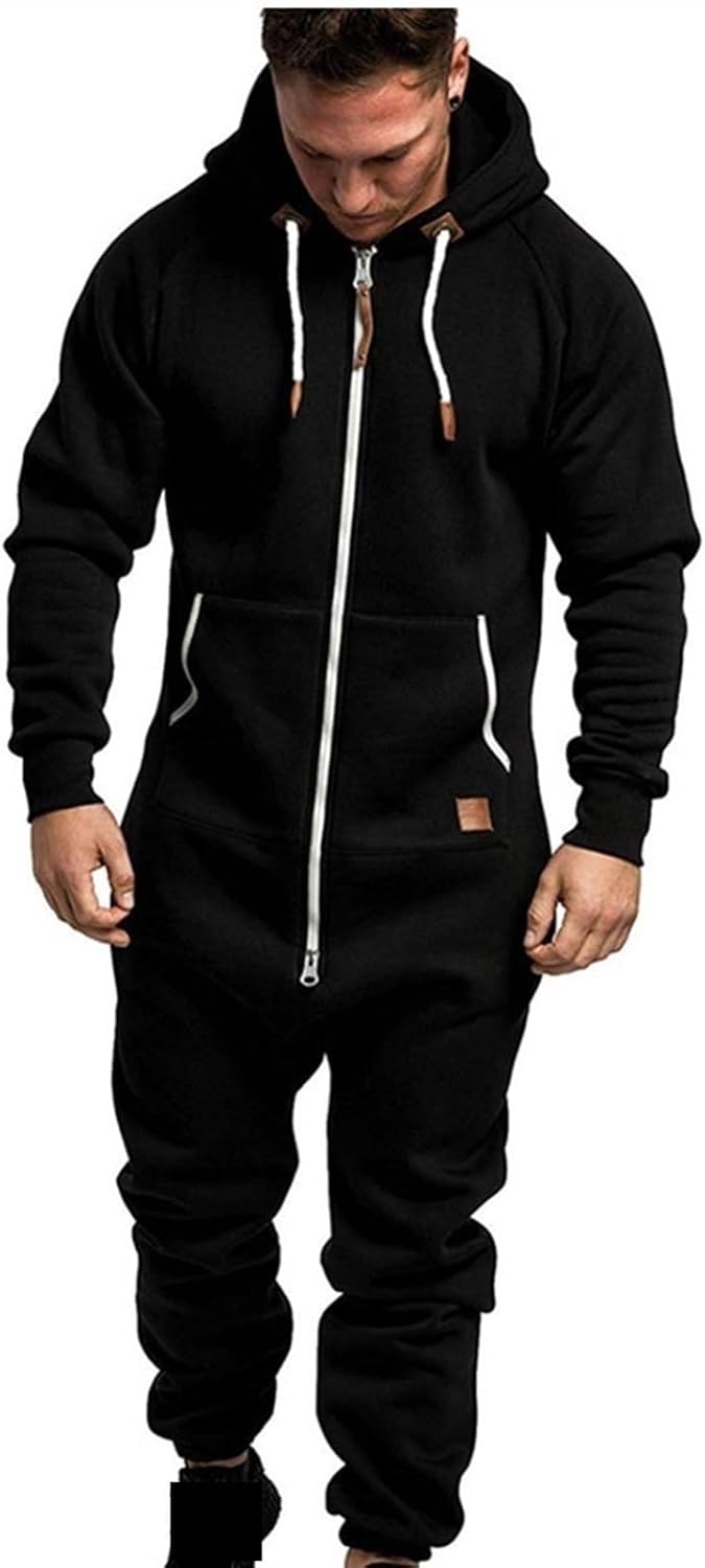 Juicy Trendz Unisex bedrukte en effen onesies voor heren, jumpsuits met azteekse print voor volwassenen, alles-in-één stuk pyjama, onesies met capuchon met ritssluiting voor dames en heren, XL