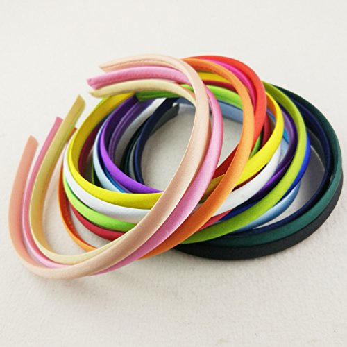 Hixixi 20Pcs Pack Girls / Women Diy Satin Fabric Covered Ribbon Headbands Hairband (20Pcs) #TOP1
