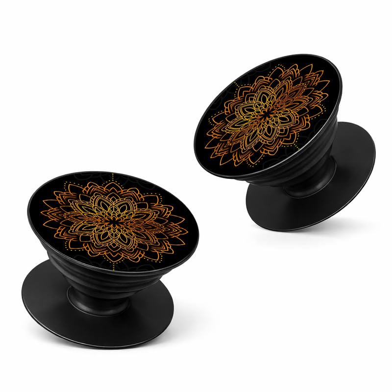 Image of Phone Case Holder | Expanding Kickstand, Mobile Phone Hold Grip for iPhone, Samsung, OnePlus & All Smartphones - Mandala (Golden Black)