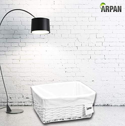 2 x 100% Eco-Friendly White Wicker Storage Basket with Cloth by Arpan (Medium- W36xD25xH15cm)