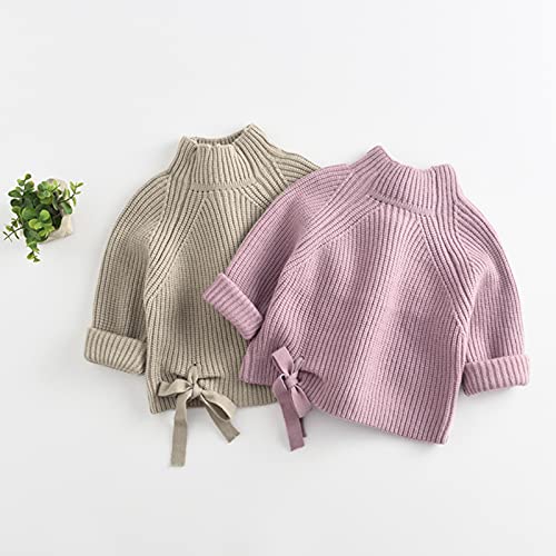Toddler Baby Girl Knit Sweater Kids Solid Long Sleeve High Neck Pullover Shirts Tops Fall Winter Outwear Clothes (Pink,1-2T) #TOP7