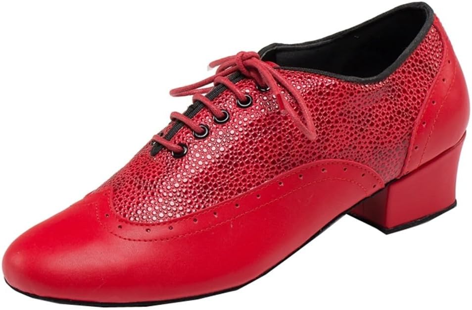 Men's Breathable Dance Shoes Classic Lace-up Snakeskin Social Tango Samba Practice Ballroom Dancing Shoes