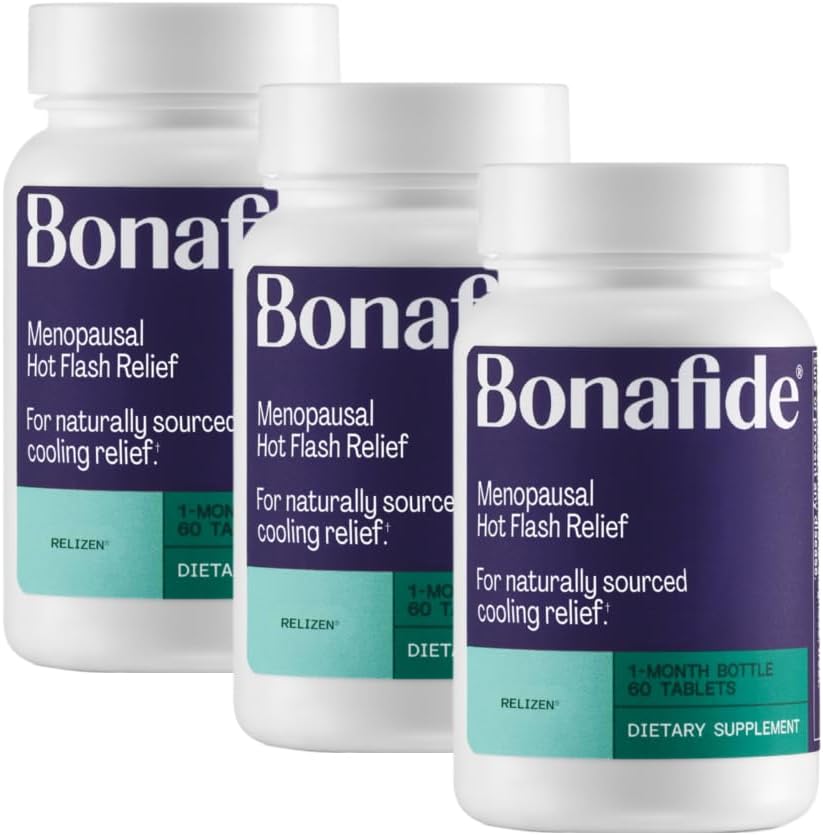 Relizen by Bonafide. Relief from Menopausal Hot Flashes & Night Sweats. — 3-Month Supply (180 Tablets)