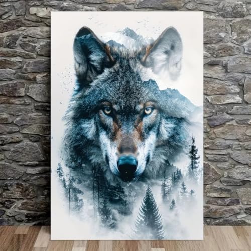 Lienzo de lobo sin marco para renovar paredes, póster decorativo de 50x70cm para salón