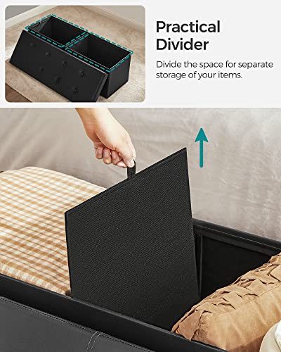 Songmics 43 Inches Folding Storage Ottoman Bench, Storage Chest, Footrest, Coffee Table, Padded Seat, Faux Leather, Holds Up To 660 Lb, Black Ulsf701 #TOP7
