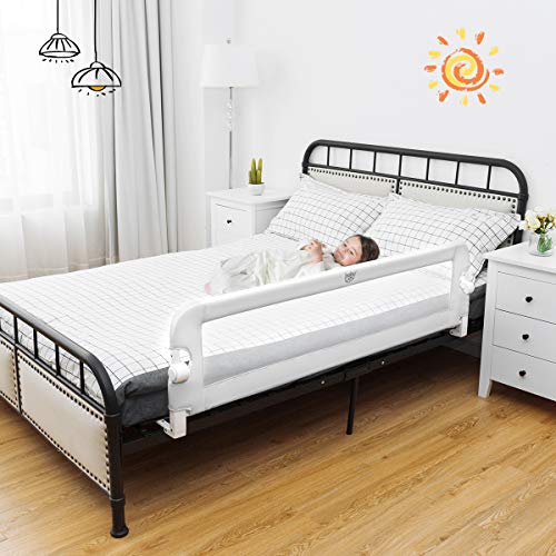 Baby Joy Bed Rails For Toddlers, Extra Long, Swing Down Safety Bed Guard For Convertible Crib, Folding Baby Bedrail For Kids Twin, Double, Full Size Queen & King Mattress (59-Inch, White) #TOP7