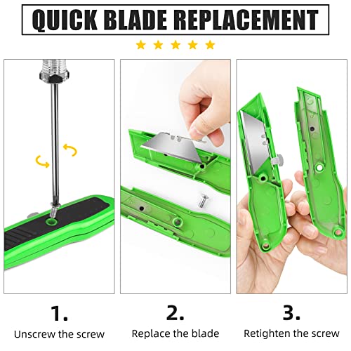 Image of DIYSELF 4 Pack Box Cutter Retractable, Razor Knife with Auto Lock, Box Opener with 10 Blades, Box Knife, Sharp Utility Knife Retractable, Boxcutter for Cardboard, Carton, Drywall, Exacto Knife