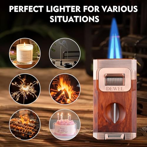 Encendedor butano antorcha 4 en 1 DEWEL clásico madera miniatura 4