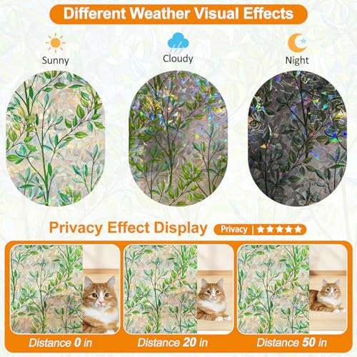 image for Countewol Window Privacy Film Stained Glass Window Film Rainbow Window