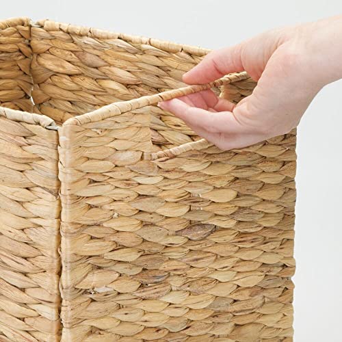 Mdesign Natural Woven Hyacinth Cube Bin Basket Organizer With Handles, Storage For Bedroom, Home Office, Bathroom, Shelf And Cubby Organization, Hold Blankets, Magazines, Books, 6 Pack, Natural/Tan #TOP3
