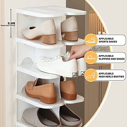 Txalwiq 6-Tier Thickening Shoe Rack, Free Standing Shoe Organizer For Closet, Lazy Shoe Cubby, Free Combination Shoe Tower, Stackable And Space-Saving Adjustable Shoe Storage Shelf, White #TOP7