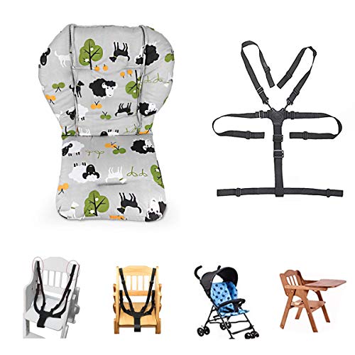 Kocpudu High Chair Pad, High Chair Cushion (Grey Sheep Pattern)