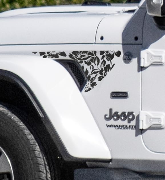 アフガンホワイトジェイドジェイドシールジェイドシール Amazon.com: Floral Flower Print Side Fender Vent Decal for Jeep