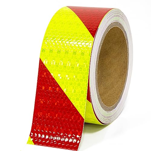XFXIA Reflektierendes Klebeband Rot/Gelb 20m x 5cm Wasserdicht Reflektorband Selbstklebend Warnklebeband Sicherheitsband-Conspicuous Warning Tape für Fahrzeuge,Autos,Anhänger,Draussen