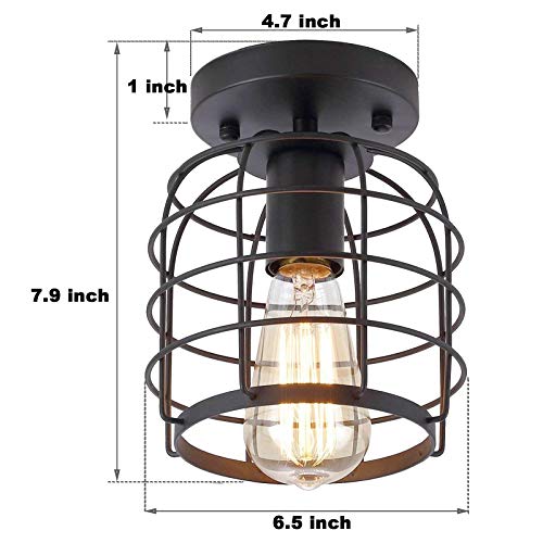 Vintage Industrial Semi-Flush Mount Ceiling Light, E26 E27 Retro Metal Pendant Light Ceiling Light Fixture For Hallway Stairway Bedroom Kitchen Home Lighting (2 Pack) #TOP3