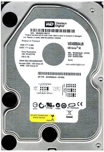 Wd4000aajb Western Digital Caviar 400Gb 7200Rpm Ide 500Gb 7200Rpm