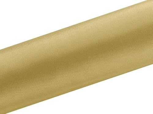 Lot de 48 chemins de table en tissu satiné lisse, or clair, 0,16 x 9 m