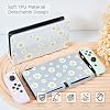 Protective Case for Switch OLED, Silicone Cover Shell Compatible with Nintendo Switch OLED Dockable Case Cozy Accessory Full Protection for Controller & Joy con-White Daisy Floral