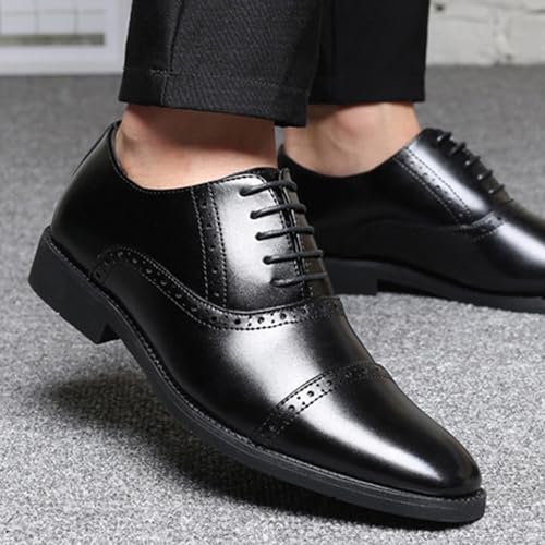 Men's Lace-up Brogue Leather Oxford Dress Shoes Pointed Toe Wingtip Non-Slip Casual Shoes for Business Formal Weddings Prom Party4