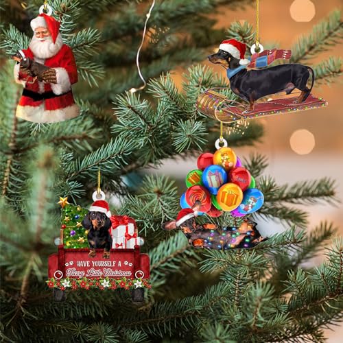 Kerstboomversiering-4-stuks-teckel-kerstdecoraties-gepersonaliseerde-kerstdecoratie-acryl-teckel-decoratie-kerstdecoratie-grappige-hangende-decoratie-rugzak-hangende-woondecoratie-kerstboom