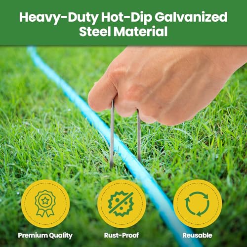Landscape Staples 10 Inch 60 Pack, Garden Stakes Galvanized Garden Staples 11 Gauge, Plant Cover Stakes for Lawn Weed Barrier by Gomedi - Image 3