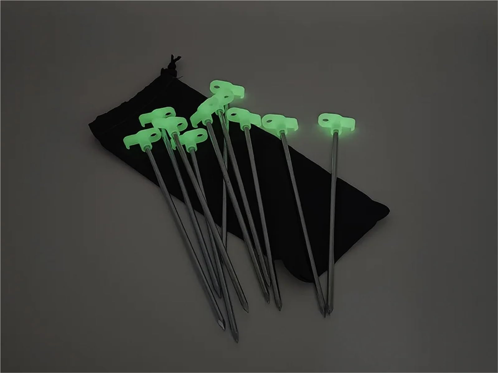 Piquets de Tente fluorescents 25cm, 30 pièces, avec Sac Rangement, piquets Lumineux, bâche, auvent, Clous, Accessoires Camping en Plein air pour Camping, Tonnelles