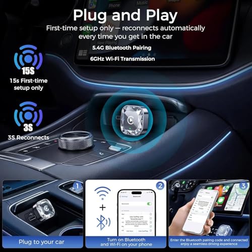 Image of 2026 2in1 Wireless CarPlay& Android Auto Adapter for iPhone& Android, Plug in Once Go Wireless Forever. Plug & Play CarPlay Dongle, Fast Auto-Connect, No Delay, USB A /USB-C Port