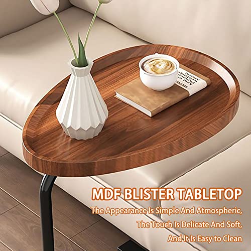 Image of TV Tray Table, Flip-Top & Rounded Metal Corners, Snack Table for Couch, Sofa, Bed, Chair, Living Room, C Shaped End Side Table for Eating, Dinner or Laptop, Small Spaces