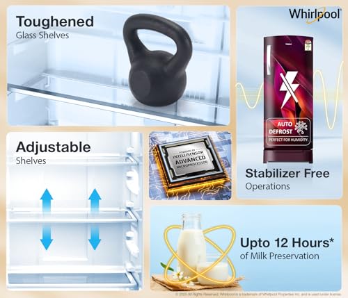 Image of Whirlpool 236 L 4 Star Frost Free Inverter Direct-Cool Single Door Refrigerator (Auto-Defrost, Intellisense Inverter, 260 IMPRO PLUS ROY 4S WINE Breeze-Z)