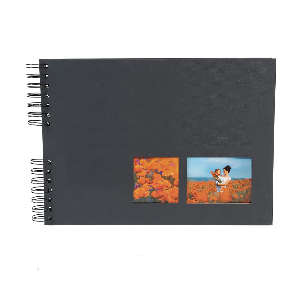 Exacompta, Ref 15006E, MILANO Spiralbound Photo Album (50 Pages) -32 x 22cmin Size, Holds 150 Photos, 250gsm Black Card Pages - Image 2