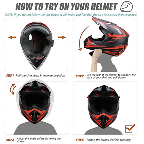 Youth Dirt Bike Helmets Motocross Atv Dirtbike Offroad Full Face Motorcycle Dot Approved Model Adult Unisex-Adult Atv Off-Road Mountain (Ybgd, L) #TOP5