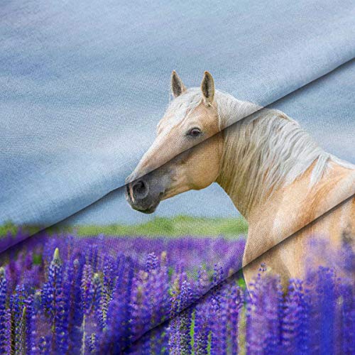 Loussiesd Boys Bedding Sets for Kids Teens Girls Youth Horse Duvet Cover Steed Lavender Bed Cover Wild Animal Bedspread Cover Decorative Wildlife Purple Floral Nature Comforter Cover Double - Image 2