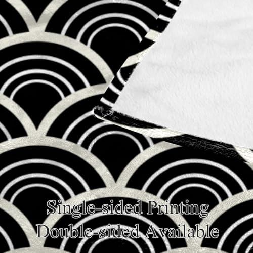 Couverture polaire écaille noire blanche 150x130 microfibre - 4