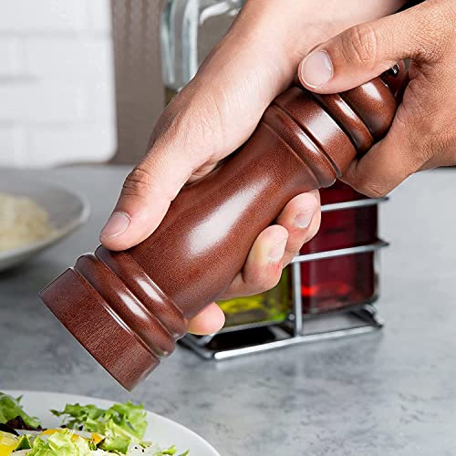 Image of Jamboree Pepper Grinder Classic Oak Wood Spicy Pepper Salt Corn Mill Grinder Wooden, Ceramic Traditional Pepper Mill (Brown)