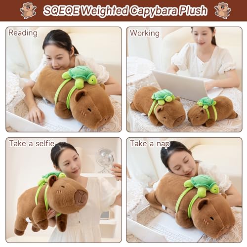 SQEQE Gewogen Capybara knuffeldier, zacht watervarken, pluche dier kussen met gewicht, schattige pluche dieren voor kinderen en volwassenen, 25 cm