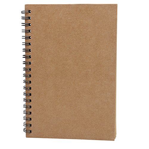 Mexud Sketch Book Blank Notebook Kraft Sketching Paper With Reeves Retro Spiral Bound Coil For Sketchbooks (Cover:black Cover, Paper:whitepage) #TOP6