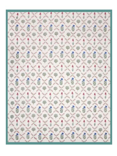 Image of Cotton Bedsheet, Hand Block Printed Bedsheet for Double Bed with 2 Pillow Covers, Eco-Friendly Bedsheet for Bedroom, Guestroom & Living Room, Size - 108 * 108 (Turquoise & Pink & Blue)