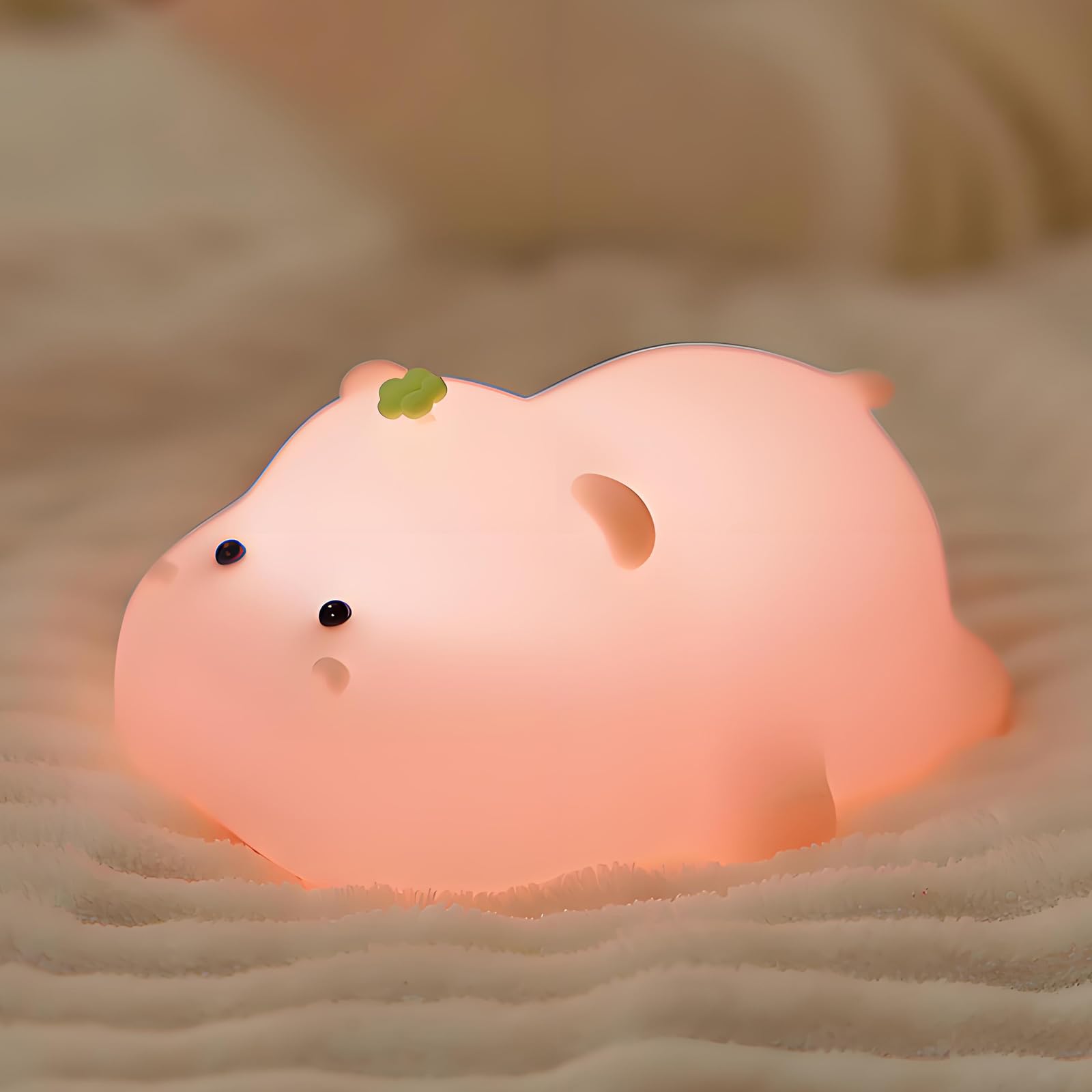 Niedliche Cartoon-Kinderzimmer-Nachtlichter, Tier-Design, sicheres Silikon, weiche LED-Kinderzimmerlampe für Kleinkinder, Raumdekoration (Hippo)