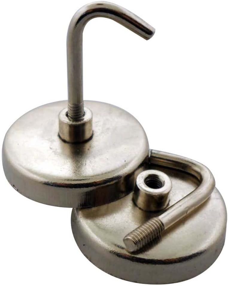 2 Pack Magnetic Hooks | 1.5" (3.8 cm) Size | Strong Steel Construction | Versatile for Office, Kitchen & Workshop | 8 lb (3.6 kg) Capacity | Easy to Install | Silver Color image 2