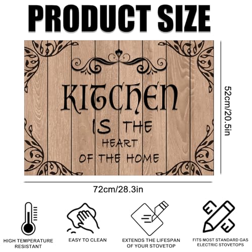Image of Nuxovilar Stove Top Cover Vintage Kitchen Quote Wooden Grain Print Polyester Diatomaceous Earth Mixture 28.65x20.47inch Decorative Stove Mat, Counter Protector Mat Kitchen Counter, Dining Table