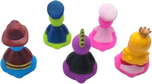 Miniatura 9 de Surtido de pollo gritando de goma de 2 pulgadas (paquete de 10) vestido en todas las diferentes ocupaciones ninja, estrella de rock, princesa,