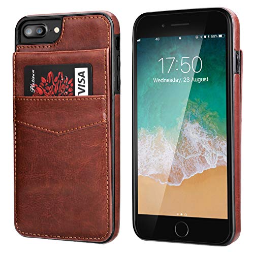 KIHUWEY for iPhone 7/8 Plus Case Wallet with Credit Card Holder, Premium Leather Magnetic Clasp Kickstand Heavy Duty Protective Cover for iPhone 7/8 Plus 5.5 Inch(Brown) by KIHUWEY - Image 3