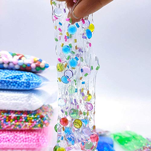 130 Pack Slime Making Kits Supplies,Gold Leaf,Foam Balls,Glitter Shake Jars,Fishbowl Beads,Fruit Slices,Fake Sprinkles,Glitter Sequins Accessories, Sugar Papers (Slime Kits) #TOP2