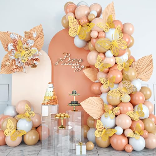 Decorações de borboleta, 48 peças de borboletas de ouro 3D, 3 estilos, decoração de parede de borbol