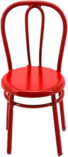 Silla Miniatura para Casa de Muñecas Decorativa Hecha de Metal con Diseño Moderno Adecuada para Coleccionistas Escenas de Microdecoración Escritorio, Rojo