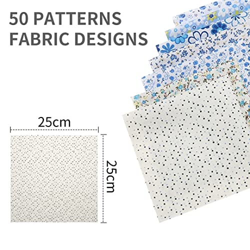 Quonae 50-Piece Floral Cotton Bundle, 10" X 10" Quilted Fabric Set Flower Cotton Bundle Pre-Cut Quilt Guide Patchwork Diy Handmade Fabric #TOP5