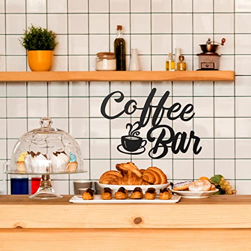 Image of Shimeyao Coffee Bar Signs for Wall Decor Metal Coffee Station Signs Black Hanging Wall Art Vintage Cafe Decorations Farmhouse for Kitchen Home Bar
