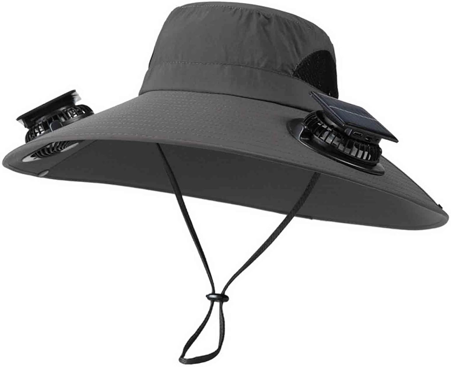 Men Women Solar Fan Hats Wide Brim Sun Hat with 2 Fan Outdoor Solar Power Fishing Hat Sun Protection Summer Hats